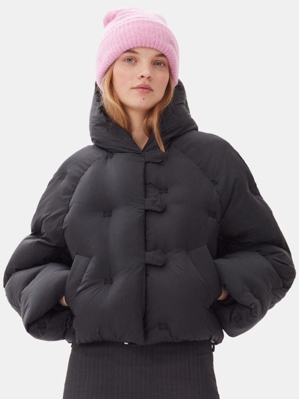 Ganni Recycled Nylon Black Puffer Jacket
